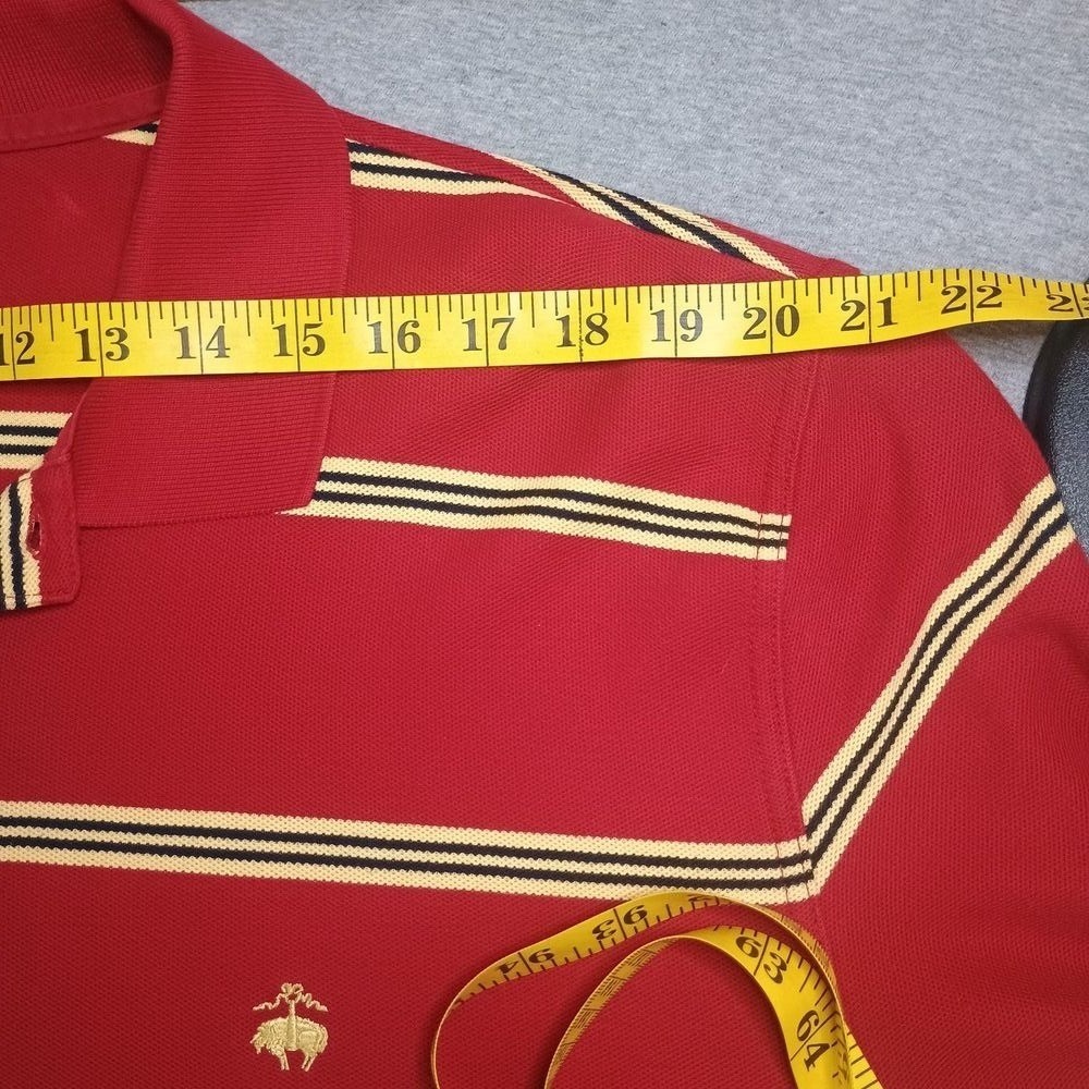 Brooks Brothers 346 Long Sleeve Polo Mens XL Red Striped Preppy Performance - Picture 5 of 9
